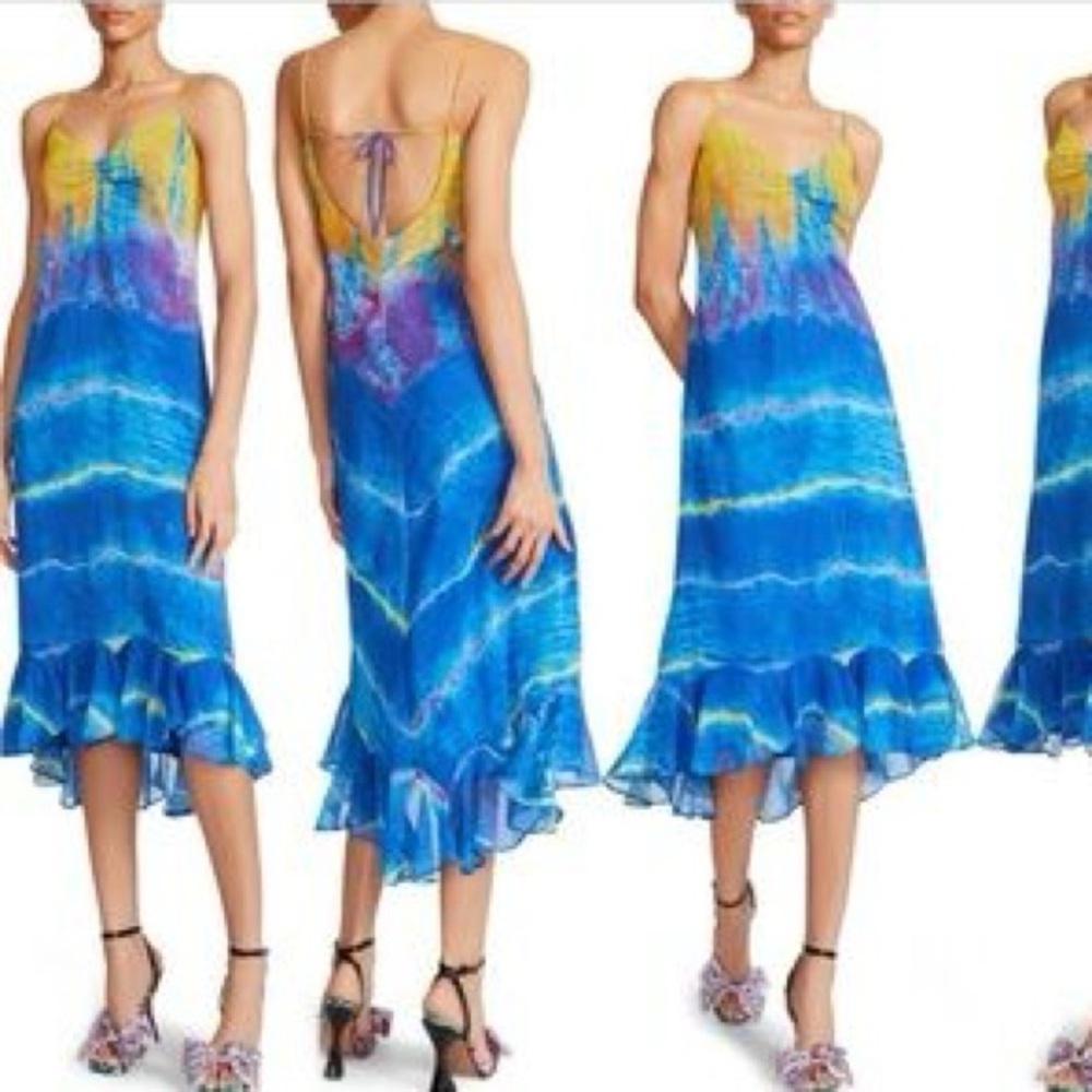 Betsey Johnson Nautical Crystal Teal High/Low Flowy Midi Women’s dress